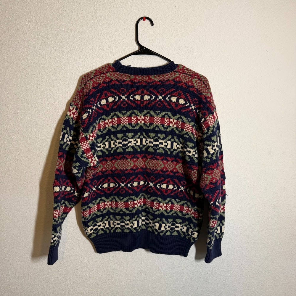 Vintage Gap Sweater Womens Large Multicolor Fair Isle Geometric Tight Knit 90s - Picture 3 of 9
